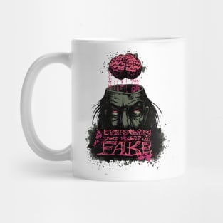 Everything You Know is Fake (Brain Fake) Illustration Mug